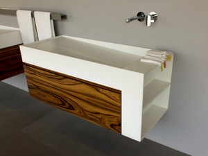 CUBIC XS - Wall-mounted single Solid Surface washbasin with drawers _ MOMA Design